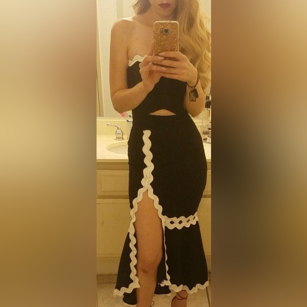 Fashion Nova Black Dress with White Accents